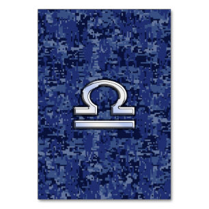 Numeração De Mesa Libra Zodiac - Sinal de camo digital azul