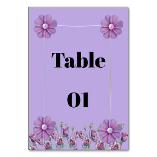 Numeração De Mesa Lilac Roxo Lavanda Floral Pérola Mesa de Casamento
