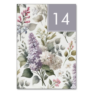 Numeração De Mesa Lilac Watercolor Floral Elegante Primavera Deco