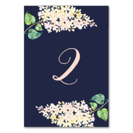 Numeração De Mesa Lilás branco. Casamento romântico floral navy. Azu
