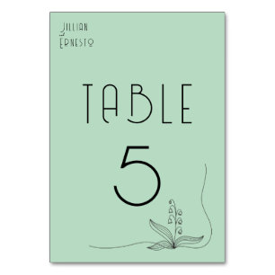 Numeração De Mesa Lily of Valley com Ferns   Verde Suave 2 Lado