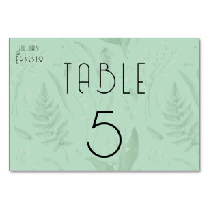 Numeração De Mesa Lily of Valley com Ferns Verde Suave 2 Lado