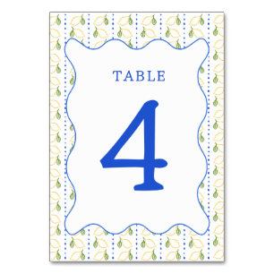 Numeração De Mesa Limão Citrus Amarelo e Chá de panela Italiano Azul
