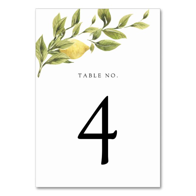 Numeração De Mesa Limões Vintage e Número da Tabela Greenery (Frente)