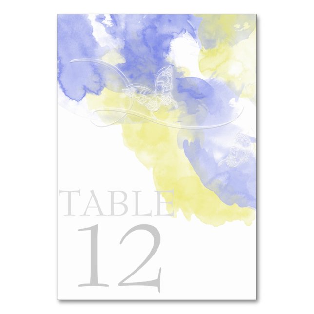 Numeração De Mesa Limonada De Borboleta De Aquarela (Frente)