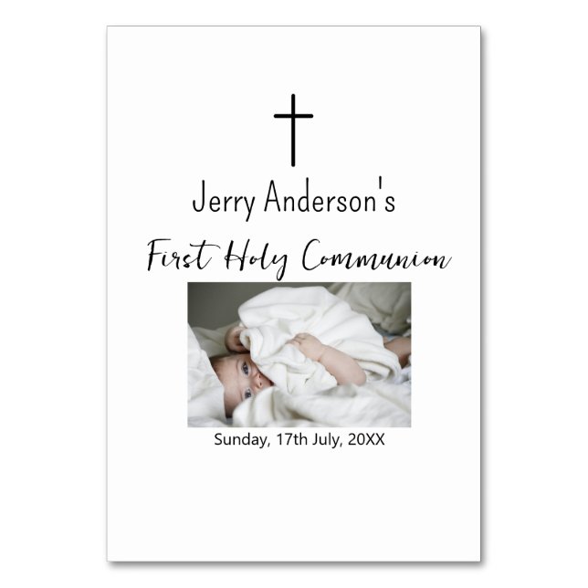 Numeração De Mesa Linha católica de primeira comunhão simples QR mín (Frente)