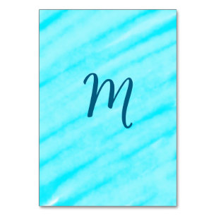 Numeração De Mesa linhas de aquarela azul simples que adicionam seu