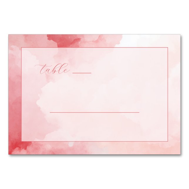 Numeração De Mesa Linhas Românticas de Aquarela Rosa (Frente)