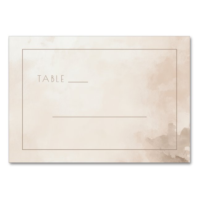Numeração De Mesa Linhas Serenas de Aquarela Bege (Frente)