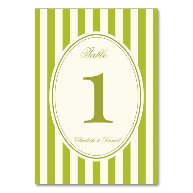 Numeração De Mesa Listras Casamento Chartreuse Personalizado (Frente)