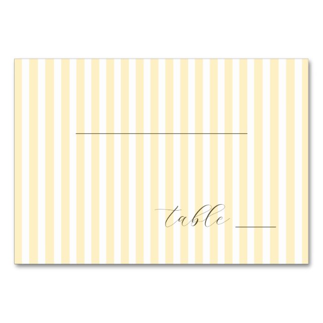 Numeração De Mesa Listras Elegantes Amarelo Pálido (Frente)