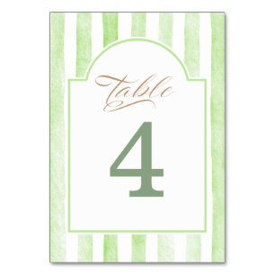 Numeração De Mesa Listras Verde Sage Elegante Chás de Bebê