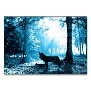 Numeração De Mesa Lobo Negro Sozinho na Floresta