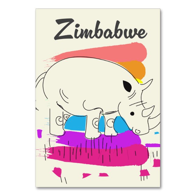 Numeração De Mesa logotipo de viagem retrô do Zimbábue (Frente)