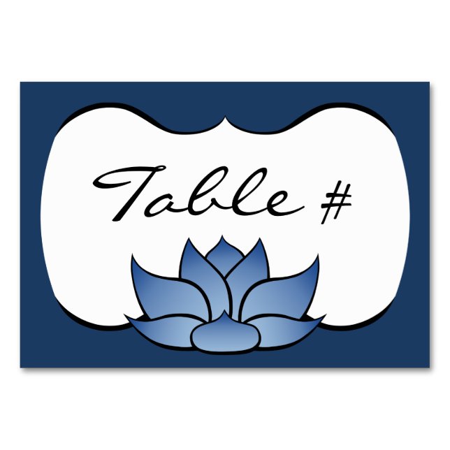 Numeração De Mesa Lotus refinado na placa de Mesa azul (Frente)