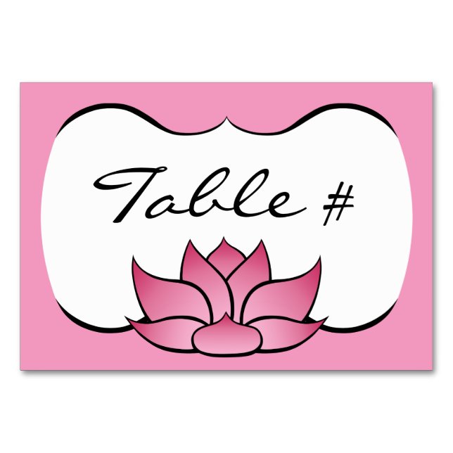 Numeração De Mesa Lotus refinado na placa de Mesa rosa (Frente)