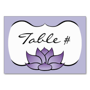 Numeração De Mesa Lotus refinado na placa de Mesa roxa