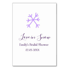 Numeração De Mesa Love in Snow bridal shower purple snowflakes paste