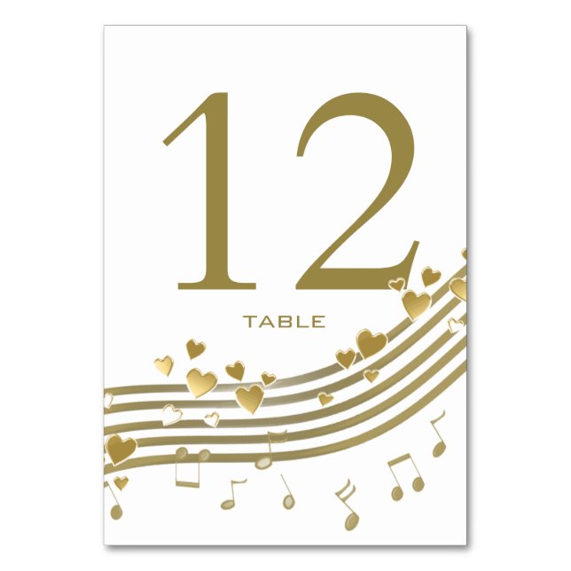 Numeração De Mesa Love Music Notes Table Number Card (Frente)