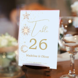 Numeração De Mesa Lua Stars Celestial Sky Wedding Elegante