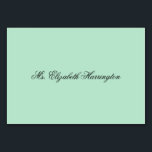 Numeração De Mesa Lucite Green Place Cards Nome Modelo<br><div class="desc">Cartões de lugar verdes com nome modelo. Fonte de script elegante em preto sobre um vazio, fundo verde claro. O número da tabela pode ser incluído ao adicionar o texto personalizado, para usar esses cartões como cartões de escolta.</div>