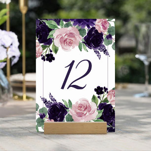 Numeração De Mesa Lush Blossoms Rosa Rosa Púrpura e Rosa Floral
