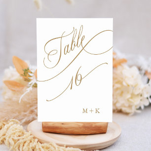 Numeração De Mesa Luxo Dourado Caligrafia Casamento Número 16,