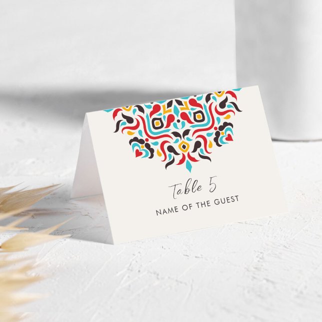 Numeração De Mesa Luxury Aesthetic Geo Mandala Wedding Place Card (Criador carregado)