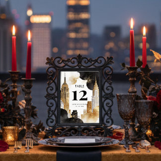 Numeração De Mesa Luxury Iconic NYC Buildings Cityscape with Glitter
