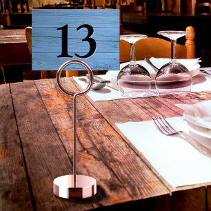 Numeração De Mesa Luz Azul Rústica Placa de Café Falso Gravada