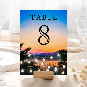 Numeração De Mesa Luzes de Corda de Pôr do Sol de Praia Tropical Cas