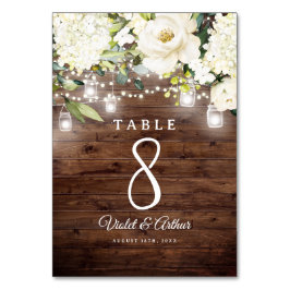 Numeração De Mesa Luzes de Corda Florais Rústicas Casamento