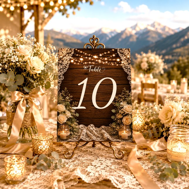 Numeração De Mesa Luzes de Corda Rústicas Simples para Casamento de  (Criador carregado)
