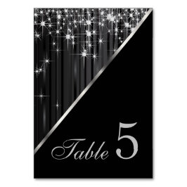 Numeração De Mesa Luzes de estrelas pretas e prateadas