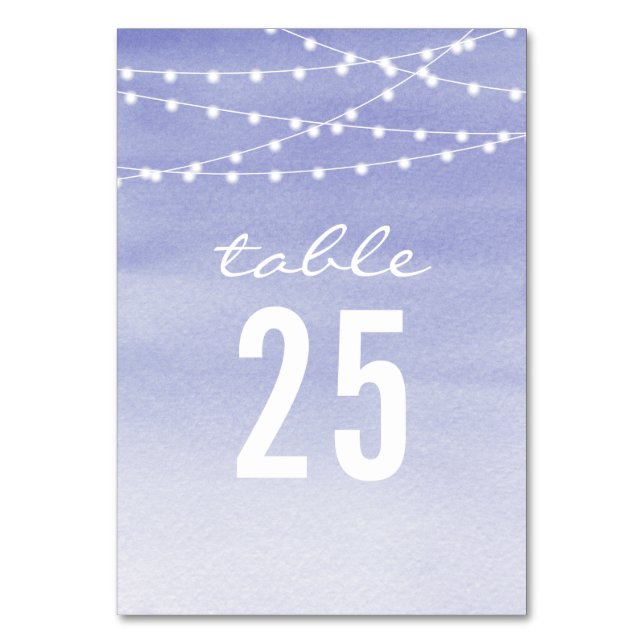 Numeração De Mesa Luzes de String de Aquarela Lavendar (Frente)