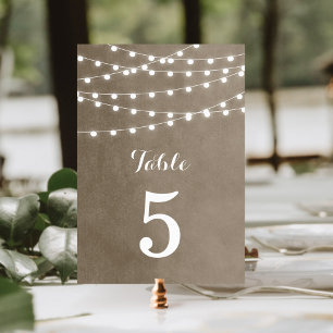 Numeração De Mesa Luzes Khaki da corda que Wedding números da mesa