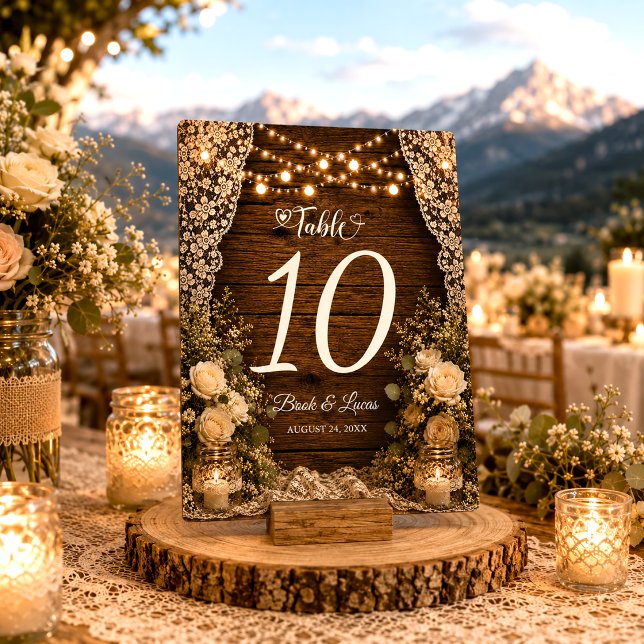 Numeração De Mesa Luzes Rústicas de Corda Velas de Madeira Casamento (Criador carregado)
