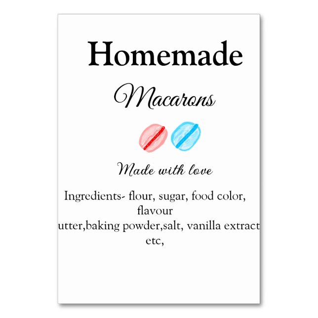 Numeração De Mesa Macarons caseiros adicionar ingredientes feitos co (Frente)