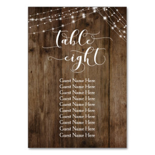 Numeração De Mesa Madeira e luzes Mesa oito com placa de nomes de co