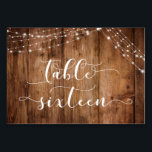 Numeração De Mesa Madeira marrom russa e luzes Mesa 16 cartas<br><div class="desc">Este casamento elegante e rústico conjunto de designs apresenta algumas tendências populares de design de casamento combinadas de uma nova maneira. Com um rico fundo castanho de madeira e duas cordas de sotaques leves a brilhar, combinei uma bela fonte moderna de script para renderizar gráficos com palavras-chave e frases no...</div>