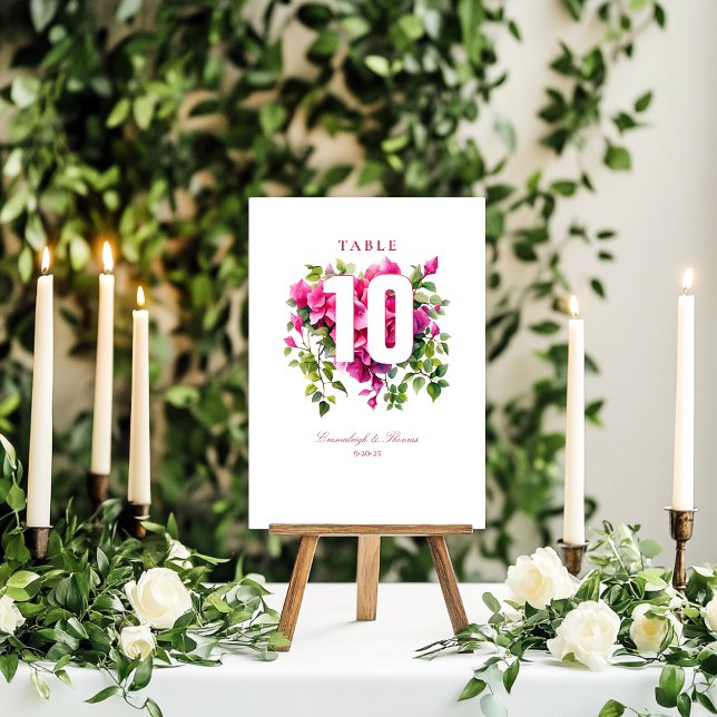 Numeração De Mesa Magenta Wild Rosa Wedding (Criador carregado)
