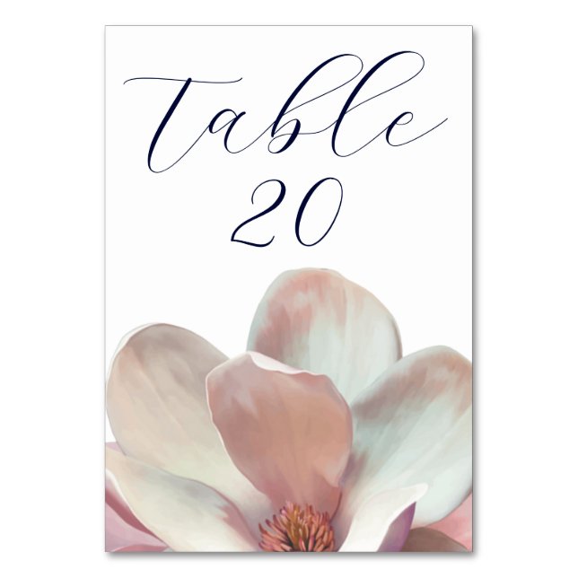 Numeração De Mesa Magnolia Elegante, Casamento Rosa e Branco (Frente)
