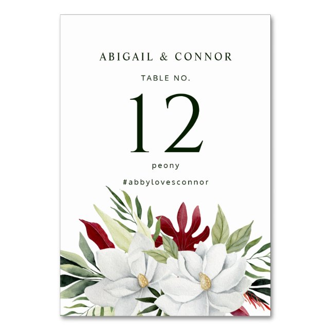 Numeração De Mesa Magnolia Tropical Vermelha Verde Branco (Frente)