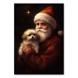 Numeração De Mesa Maltês com Papai Noel Natal Festivo