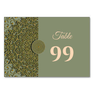 Numeração De Mesa Mandala Clássica Elegante do Sábio Moderno Verde e