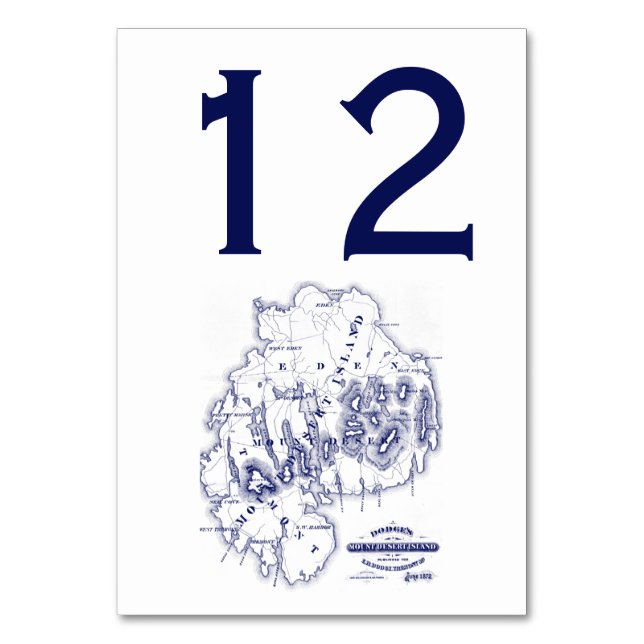 Numeração De Mesa Mapa de MN da Ilha do Deserto do Monte Estilizado  (Frente)