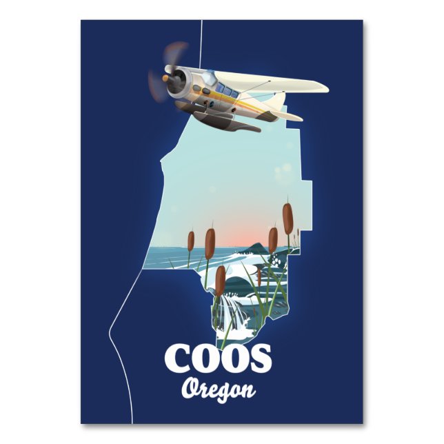 Numeração De Mesa Mapa de viagem de Coos Oregon (Frente)
