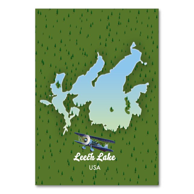 Numeração De Mesa Mapa de viagem do lago Leech (Frente)