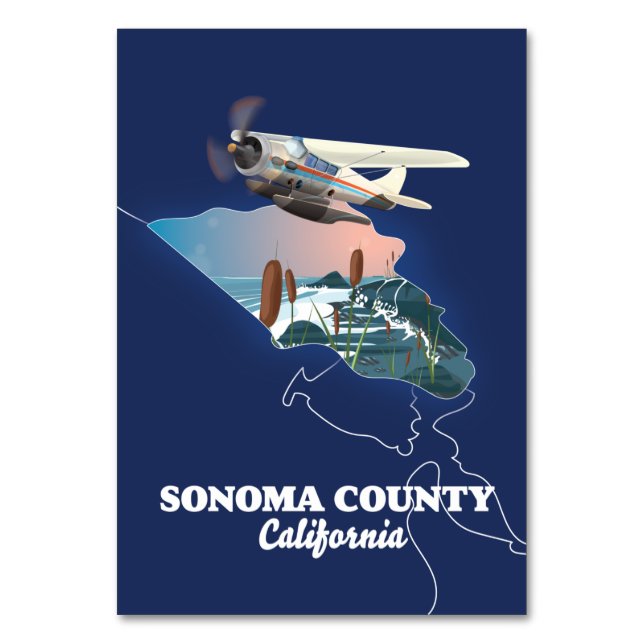Numeração De Mesa Mapa do Condado de Sonoma Califórnia (Frente)