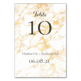 Numeração De Mesa Marble branco e Dourado